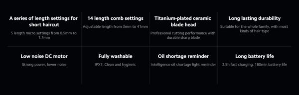 Xiaomi Hair Clipper - Adjustable comb length - IPX7 - Cordless Clipper - Image 7